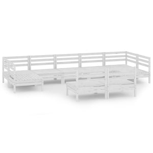 Set Salotto da Giardino 9 pz Bianco in Legno Massello di Pino 3083435