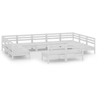 Set Salotto da Giardino 11 pz Bianco in Legno Massello di Pino 3083445