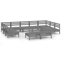 Set Salotto da Giardino 11 pz Grigio in Legno Massello di Pino 3083446