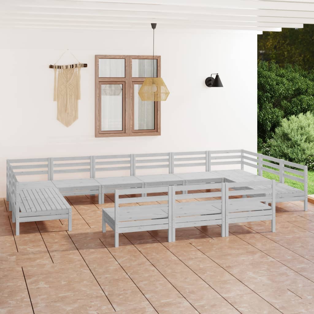 Set Salotto da Giardino 13 pz in Legno Massello di Pino Bianco 3083465