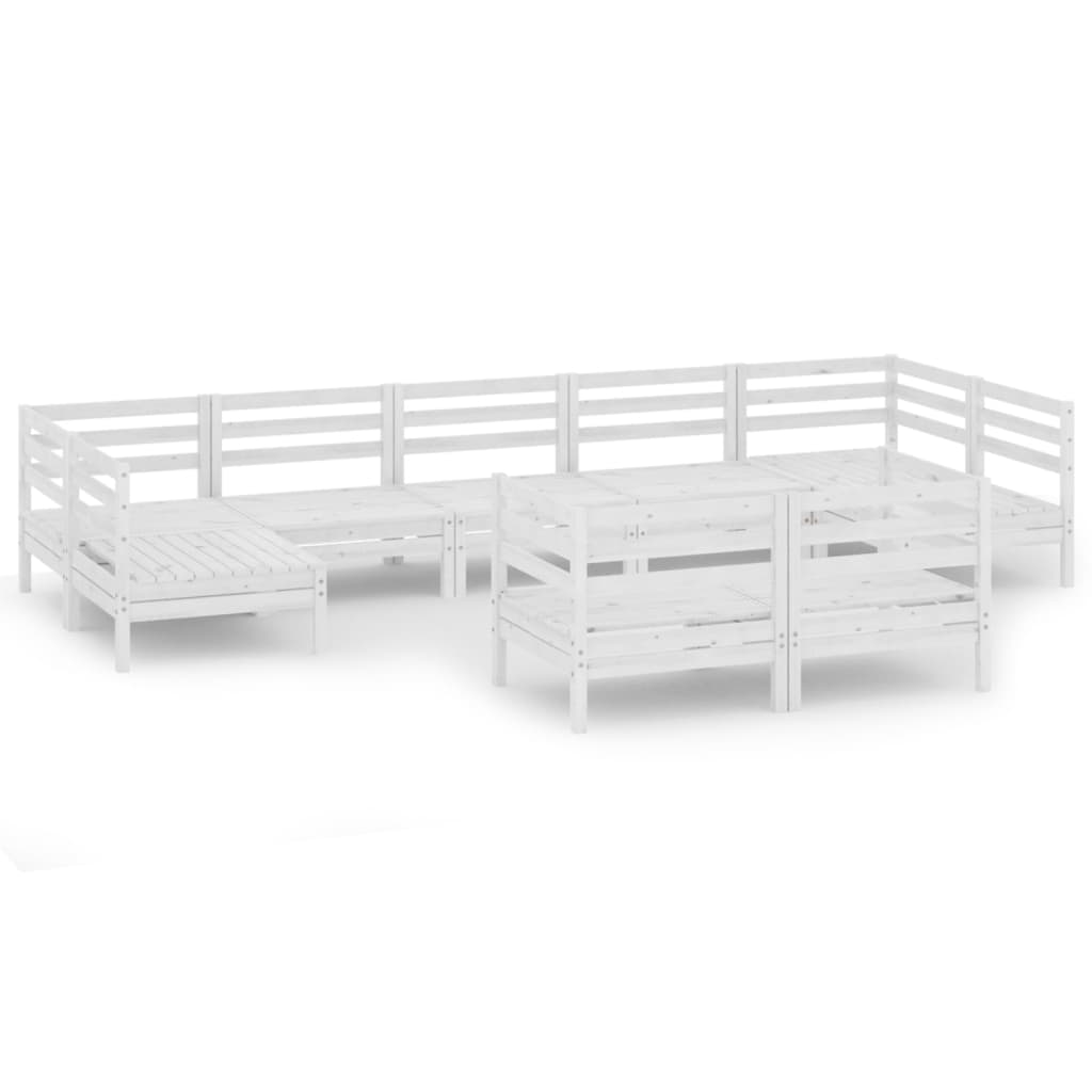 Set Salotto da Giardino 9 pz Bianco in Legno Massello di Pino 3083475