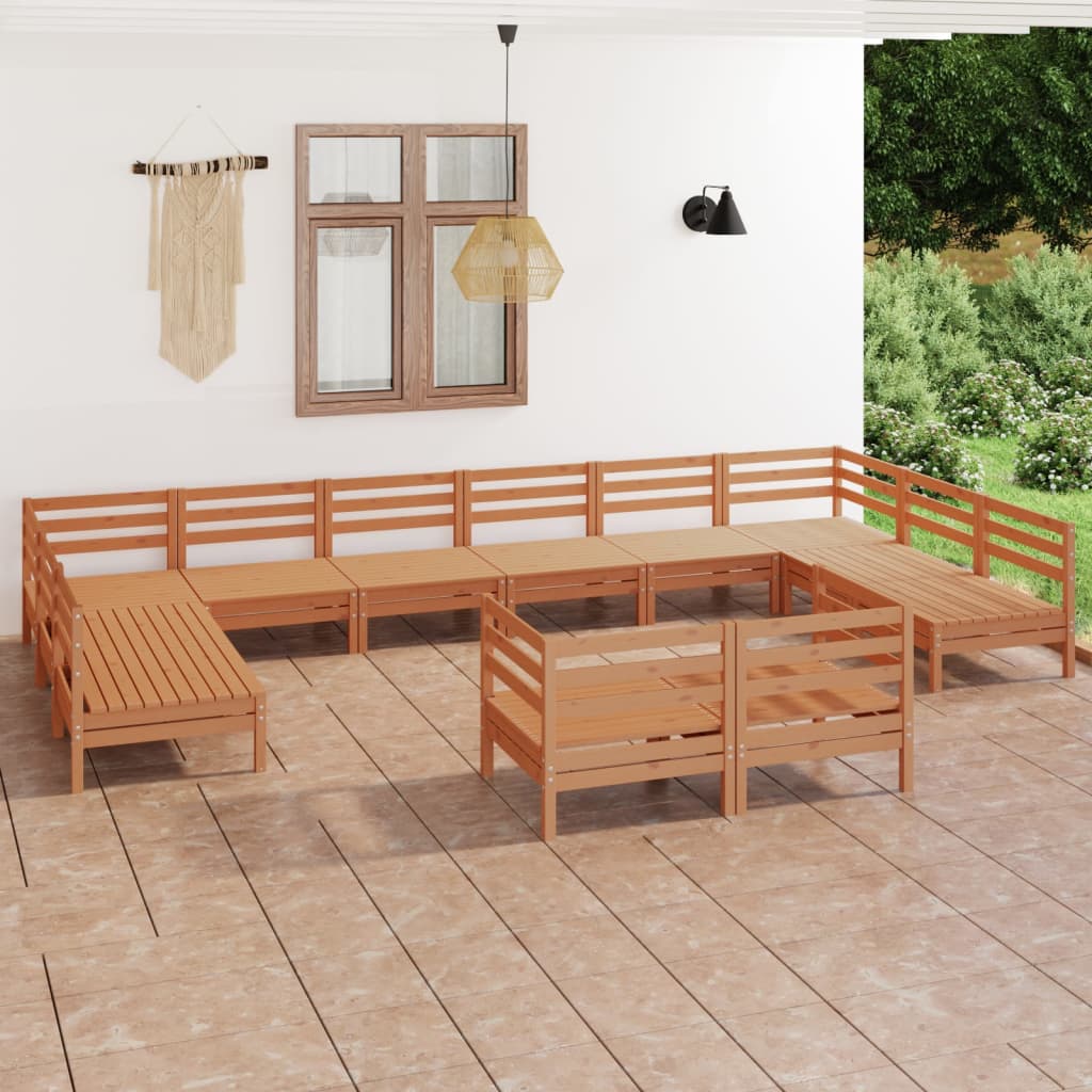 Set Divani da Giardino 12 pz Miele in Legno Massello di Pino cod mxl 36867