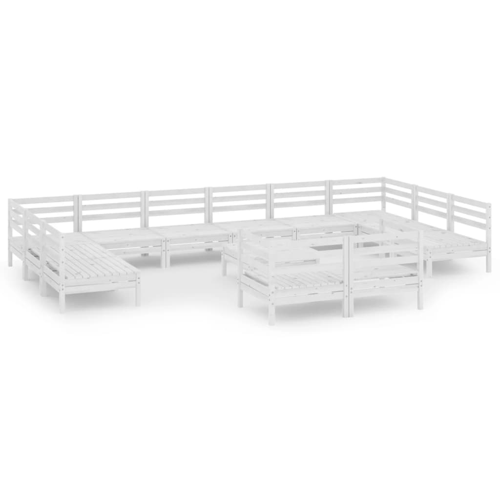 Set Salotto da Giardino 13 pz in Legno Massello di Pino Bianco 3083500