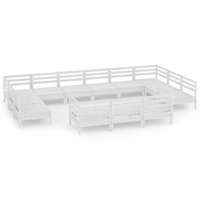 Set Salotto da Giardino 13 pz in Legno Massello di Pino Bianco 3083505