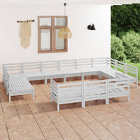 Set Salotto da Giardino 13 pz in Legno Massello di Pino Bianco 3083505