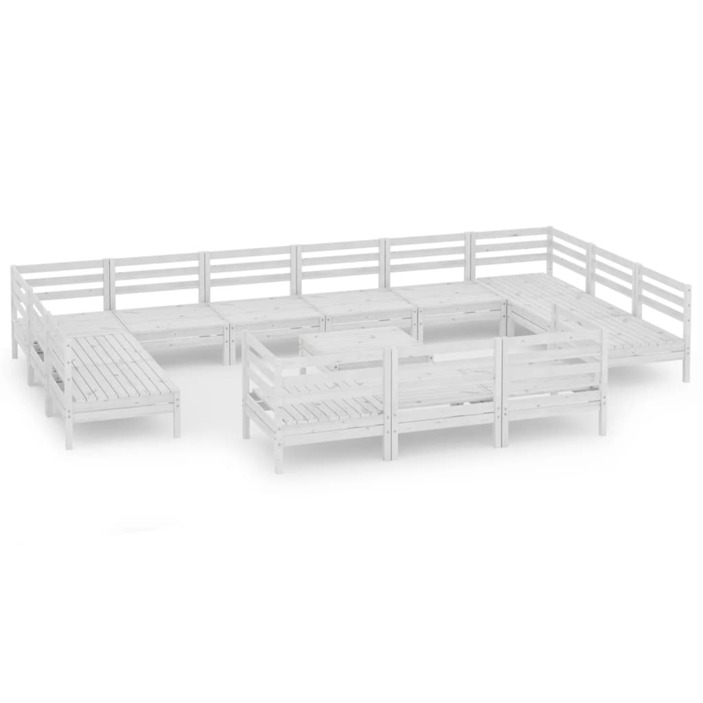 Set Salotto da Giardino 14 pz in Legno Massello di Pino Bianco 3083510