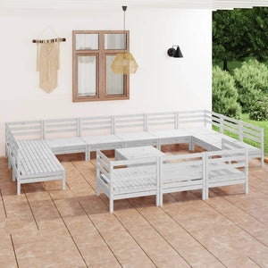 Set Salotto da Giardino 14 pz in Legno Massello di Pino Bianco 3083510