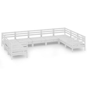 Set Salotto da Giardino 9 pz Bianco in Legno Massello di Pino 3083535