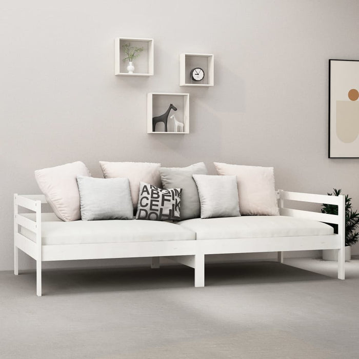 Divano Letto con Materasso 90x200 cm Bianco in Legno di Pino cod mxl 63678