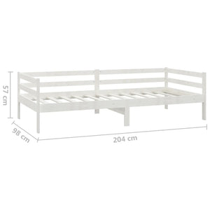 Divano Letto con Materasso 90x200 cm Bianco in Legno di Pino 3083555