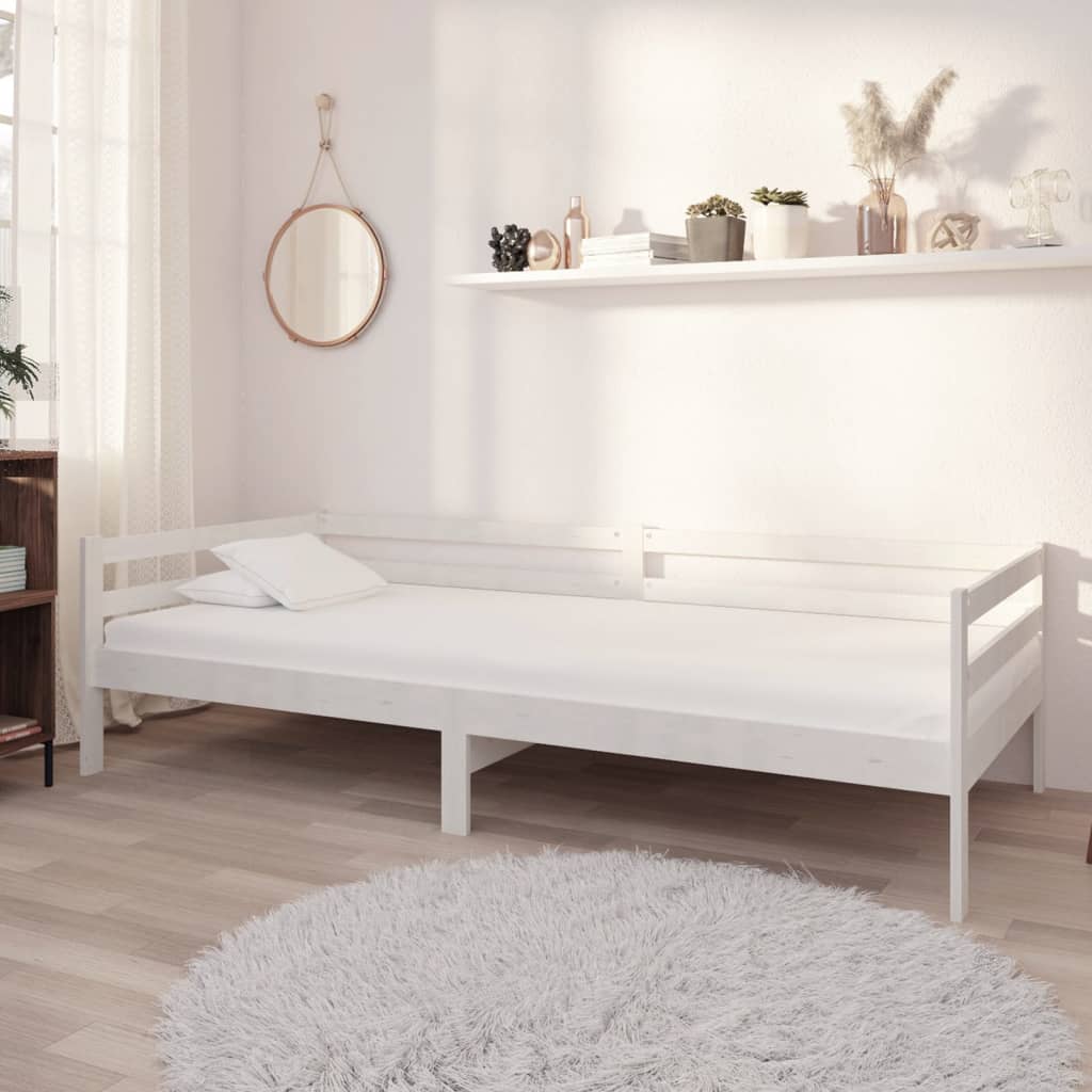 Divano Letto con Materasso 90x200 cm Bianco in Legno di Pino cod mxl 63678