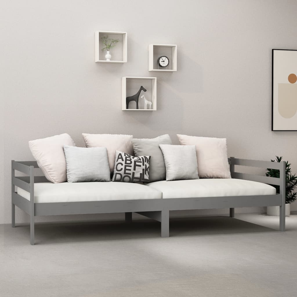 Divano Letto con Materasso 90x200 cm Grigio in Legno di Pino cod mxl 41830