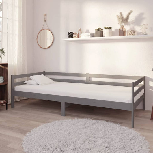 Divano Letto con Materasso 90x200 cm Grigio in Legno di Pino cod mxl 41830