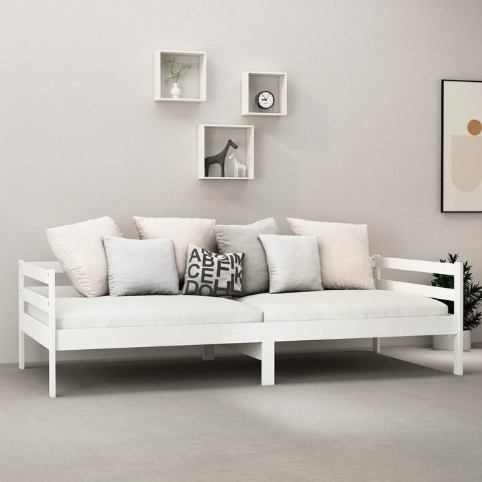 Divano Letto con Materasso 90x200 cm Bianco in Legno di Pino cod mxl 64678