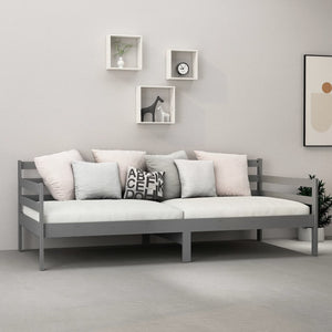 Divano Letto con Materasso 90x200 cm Grigio in Legno di Pino cod mxl 63720