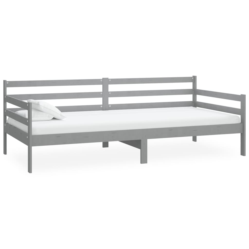 Divano Letto con Materasso 90x200 cm Grigio in Legno di Pino cod mxl 63720