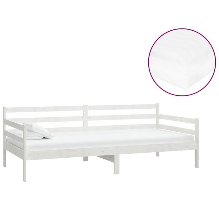 Divano Letto con Materasso 90x200 cm Bianco in Legno di Pino cod mxl 58971