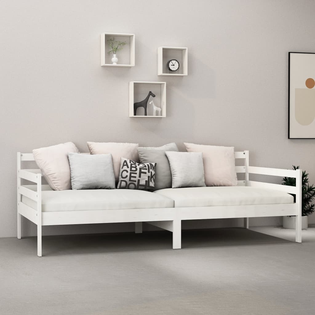 Divano Letto con Materasso 90x200 cm Bianco in Legno di Pino cod mxl 58971