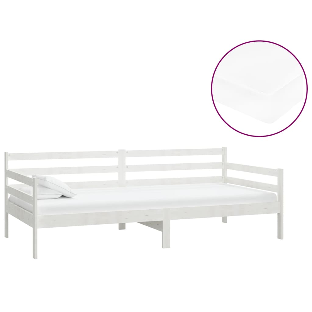 Divano Letto con Materasso 90x200 cm Bianco in Legno di Pino cod mxl 61929