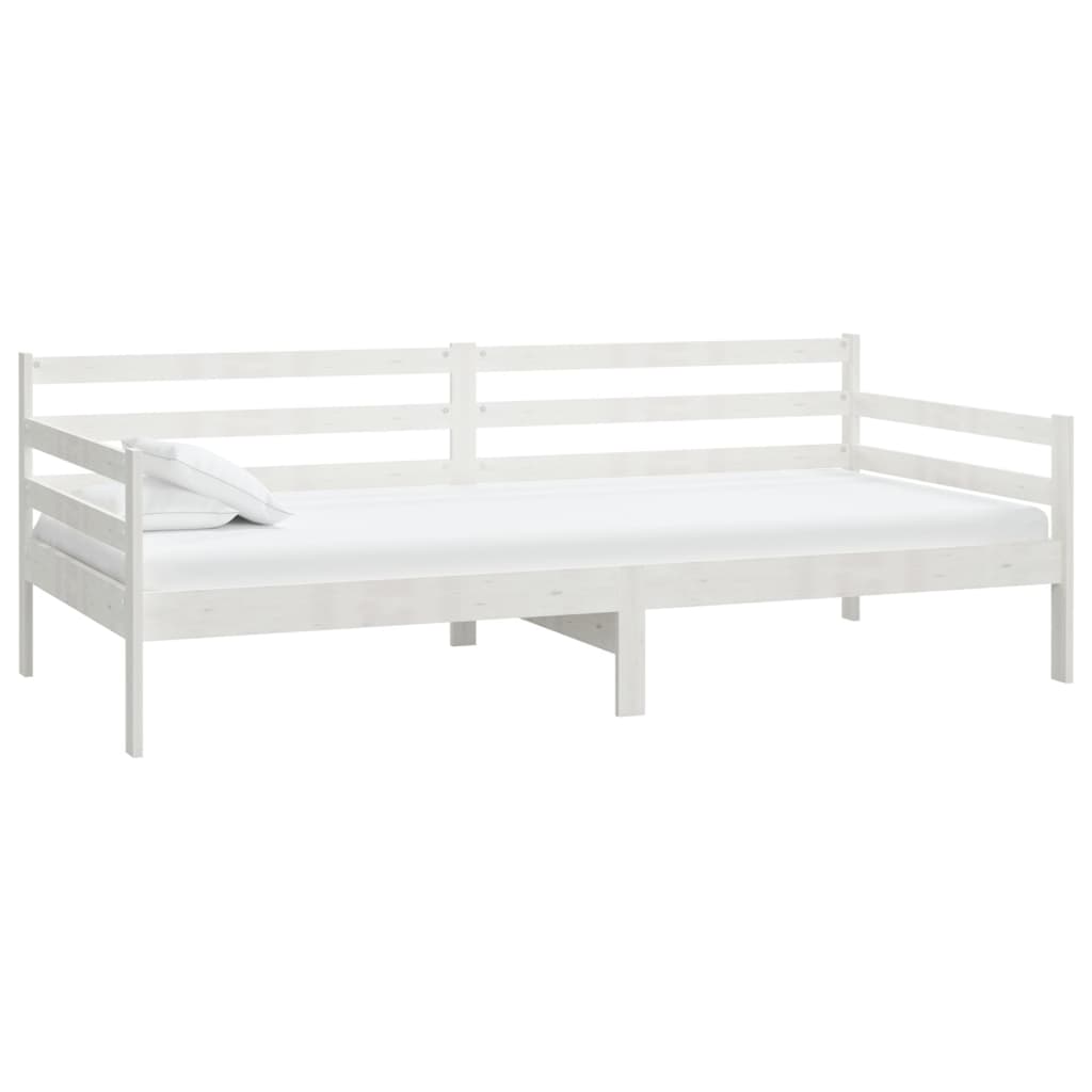 Divano Letto con Materasso 90x200 cm Bianco in Legno di Pino 3083600