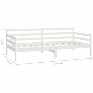 Divano Letto con Materasso 90x200 cm Bianco in Legno di Pino 3083600