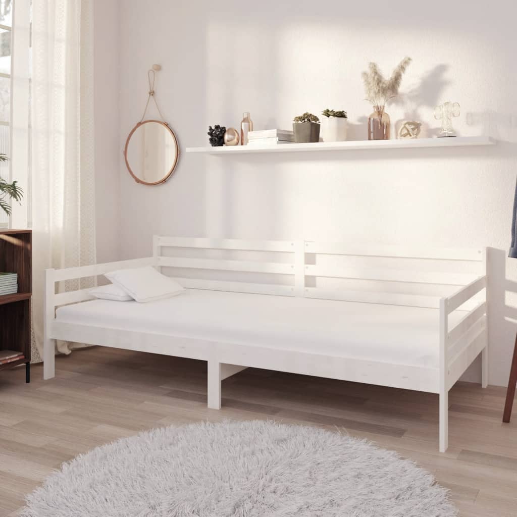 Divano Letto con Materasso 90x200 cm Bianco in Legno di Pino cod mxl 61929