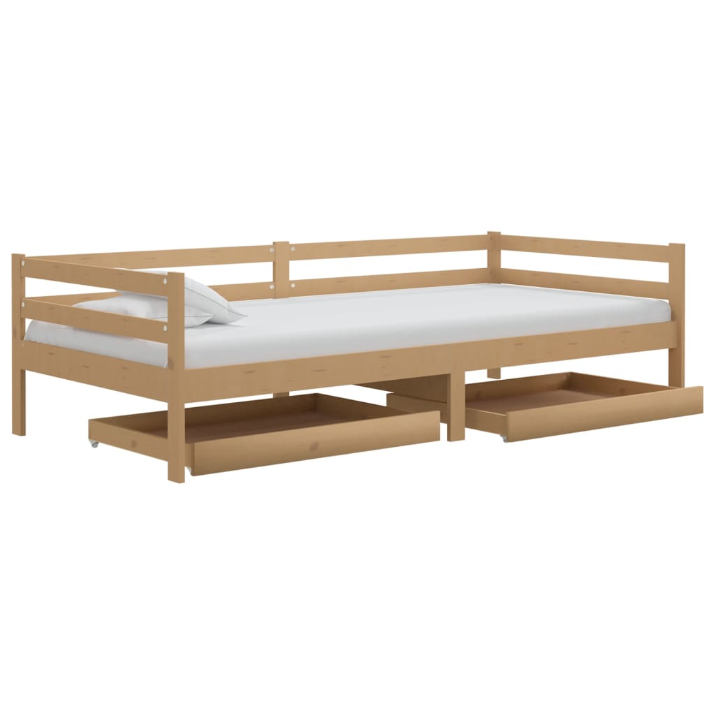 Divano Letto con Cassetti 90x200 cm Miele in Legno di Pino cod mxl 60725