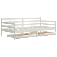 Divano Letto con Cassetti 90x200 cm Bianco in Massello di Pino cod mxl 58936