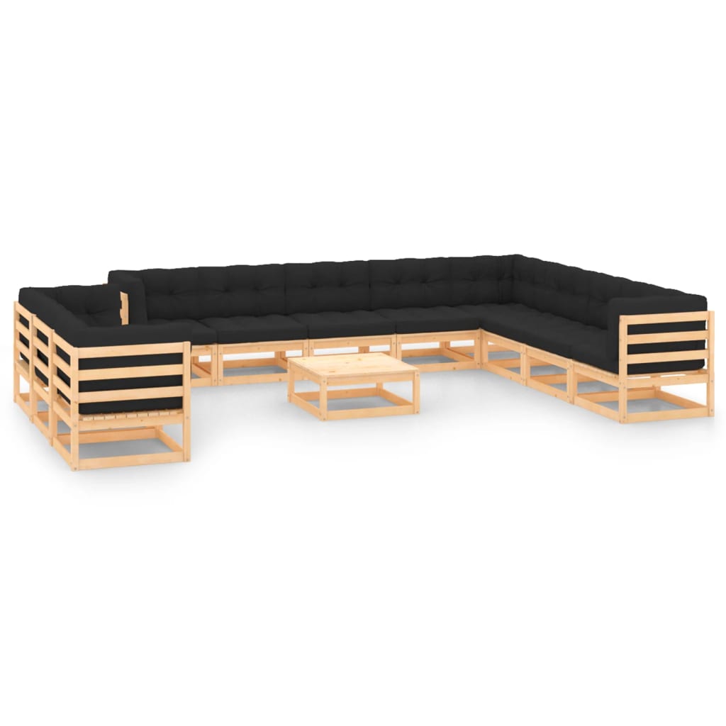 Set Divani Giardino 12 pz con Cuscini Antracite Legno di Pino cod mxl 43590