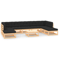 Set Salotto Giardino 10pz Cuscini Antracite Legno Massello Pino 3083889