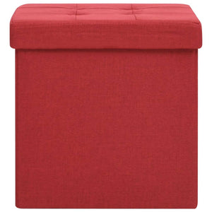 Sgabello con Contenitore Pieghevole Rosso Vino in Simil Lino cod mxl 41730