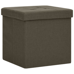 Pouf con Contenitore Pieghevoli 2pz Marrone Scuro in Simil Lino 338775