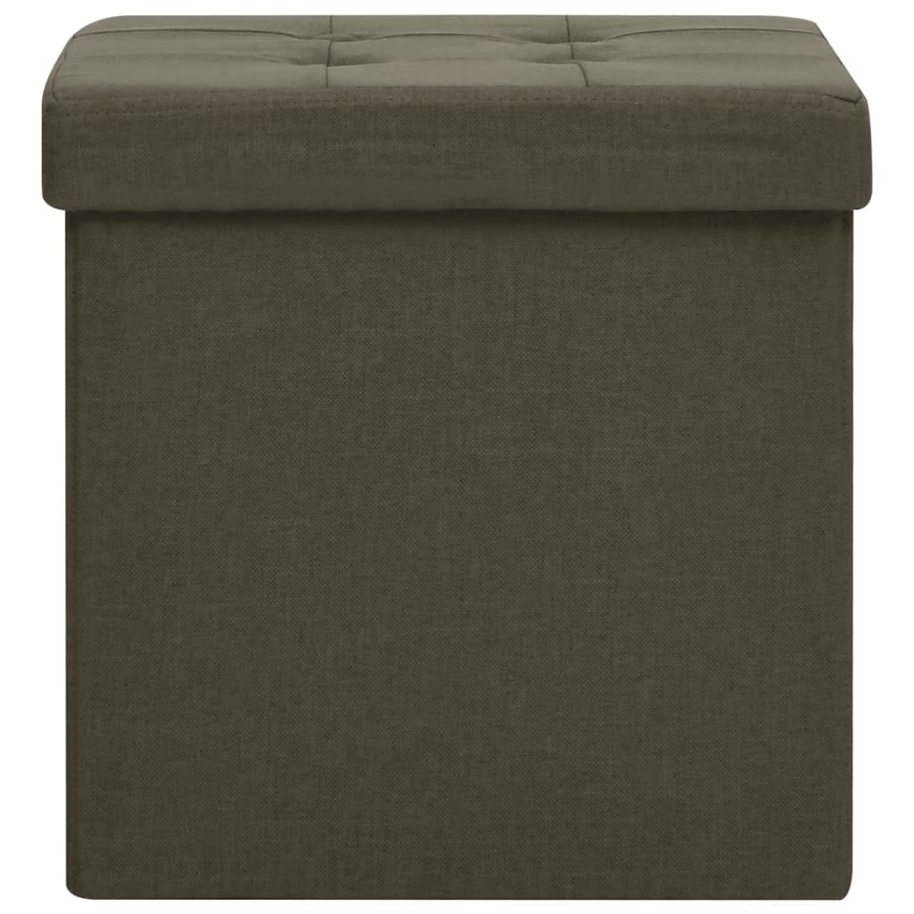 Pouf con Contenitore Pieghevoli 2pz Marrone Scuro in Simil Lino 338775