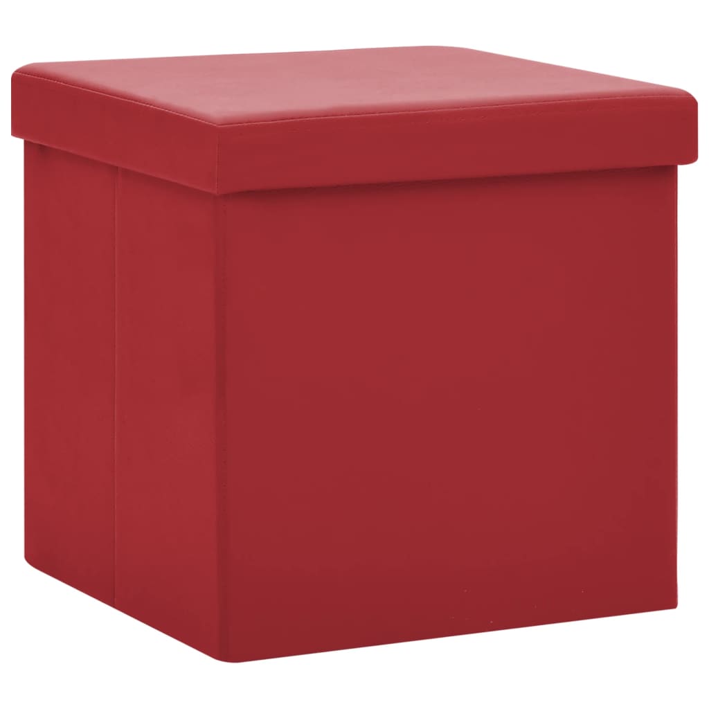 Sgabelli con Contenitore Pieghevoli 2 pz Rosso Vino in PVC 338789