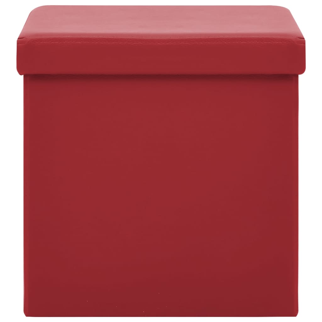 Sgabelli con Contenitore Pieghevoli 2 pz Rosso Vino in PVC 338789