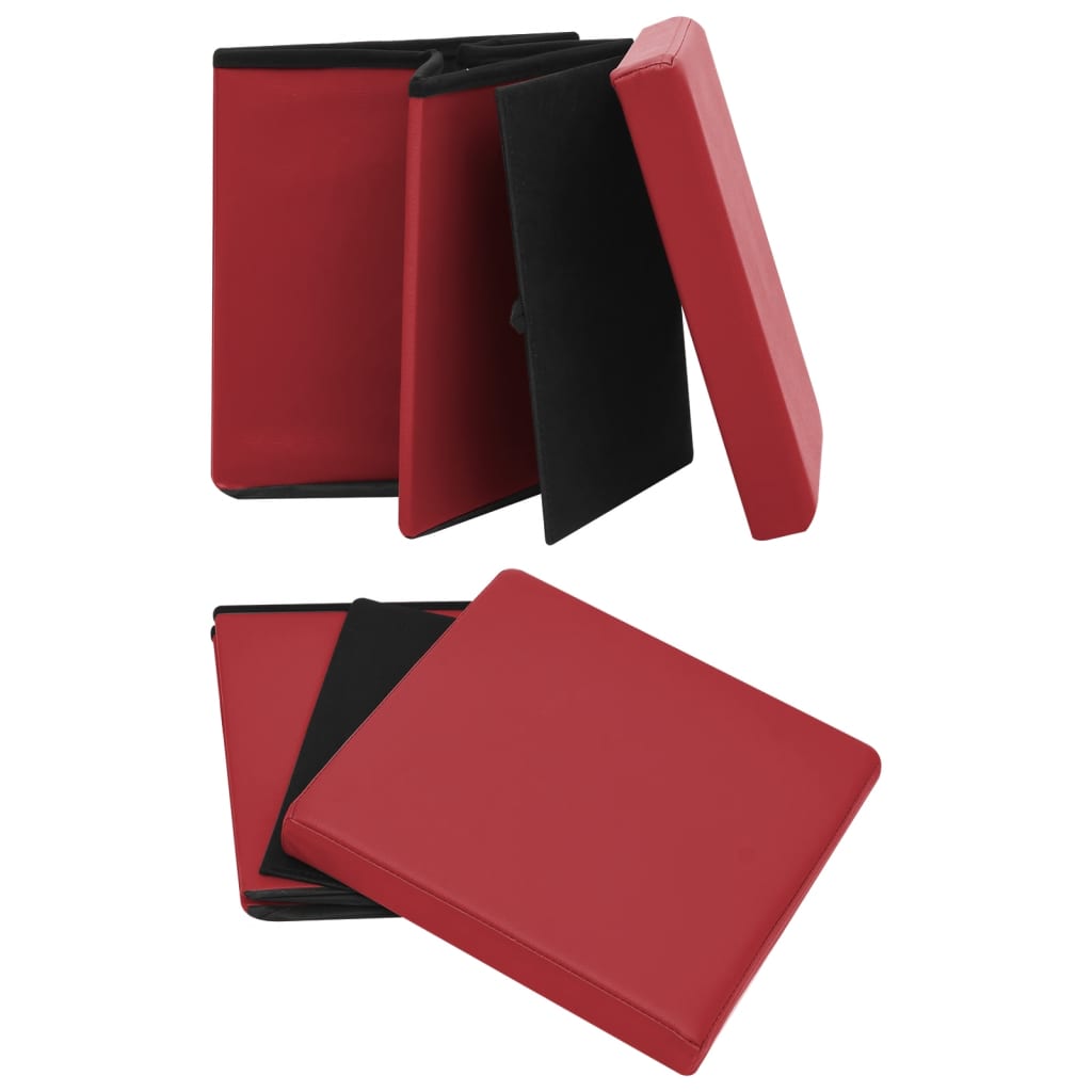 Sgabelli con Contenitore Pieghevoli 2 pz Rosso Vino in PVC 338789