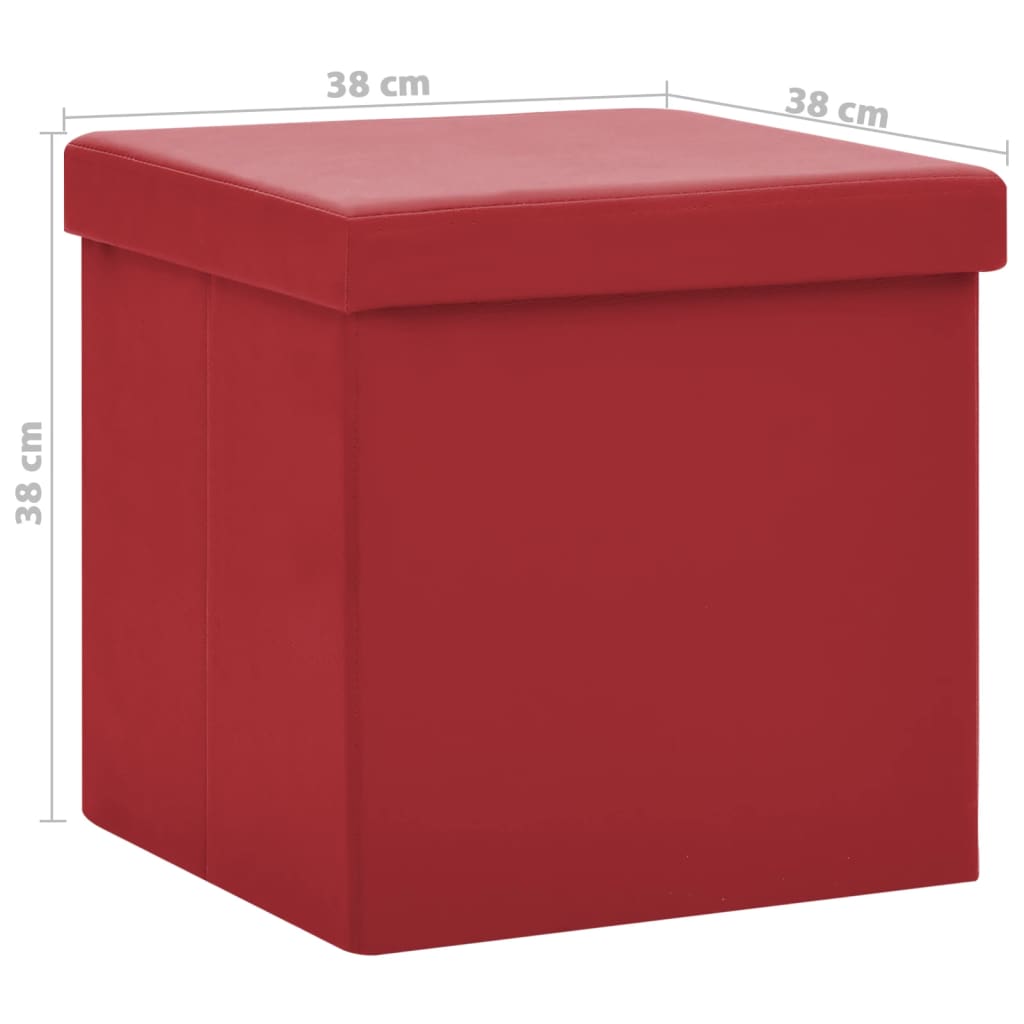 Sgabelli con Contenitore Pieghevoli 2 pz Rosso Vino in PVC 338789