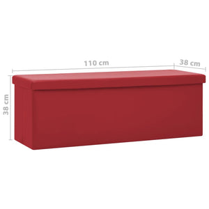 Panca Portaoggetti Pieghevole Rosso Vino in PVC