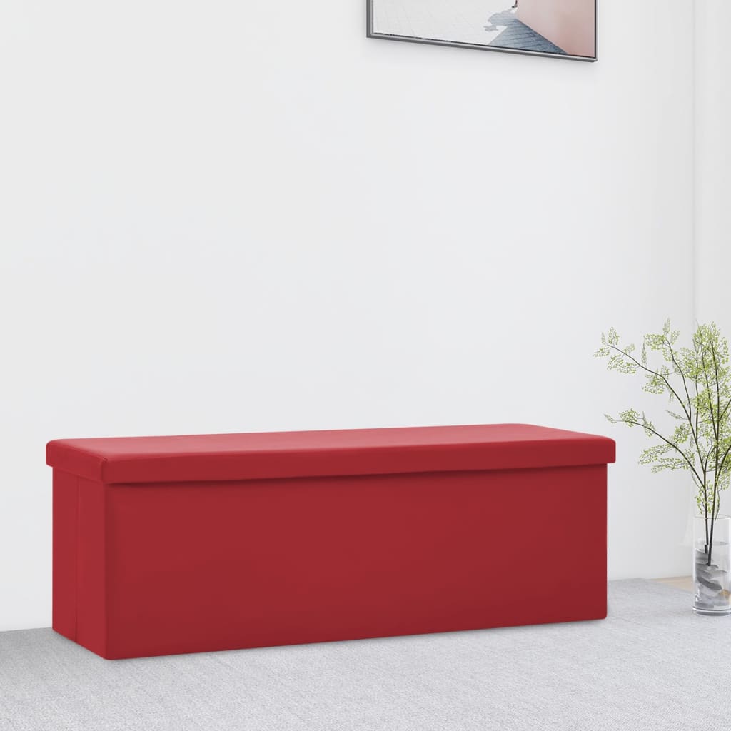 Panca Portaoggetti Pieghevole Rosso Vino in PVC 338800