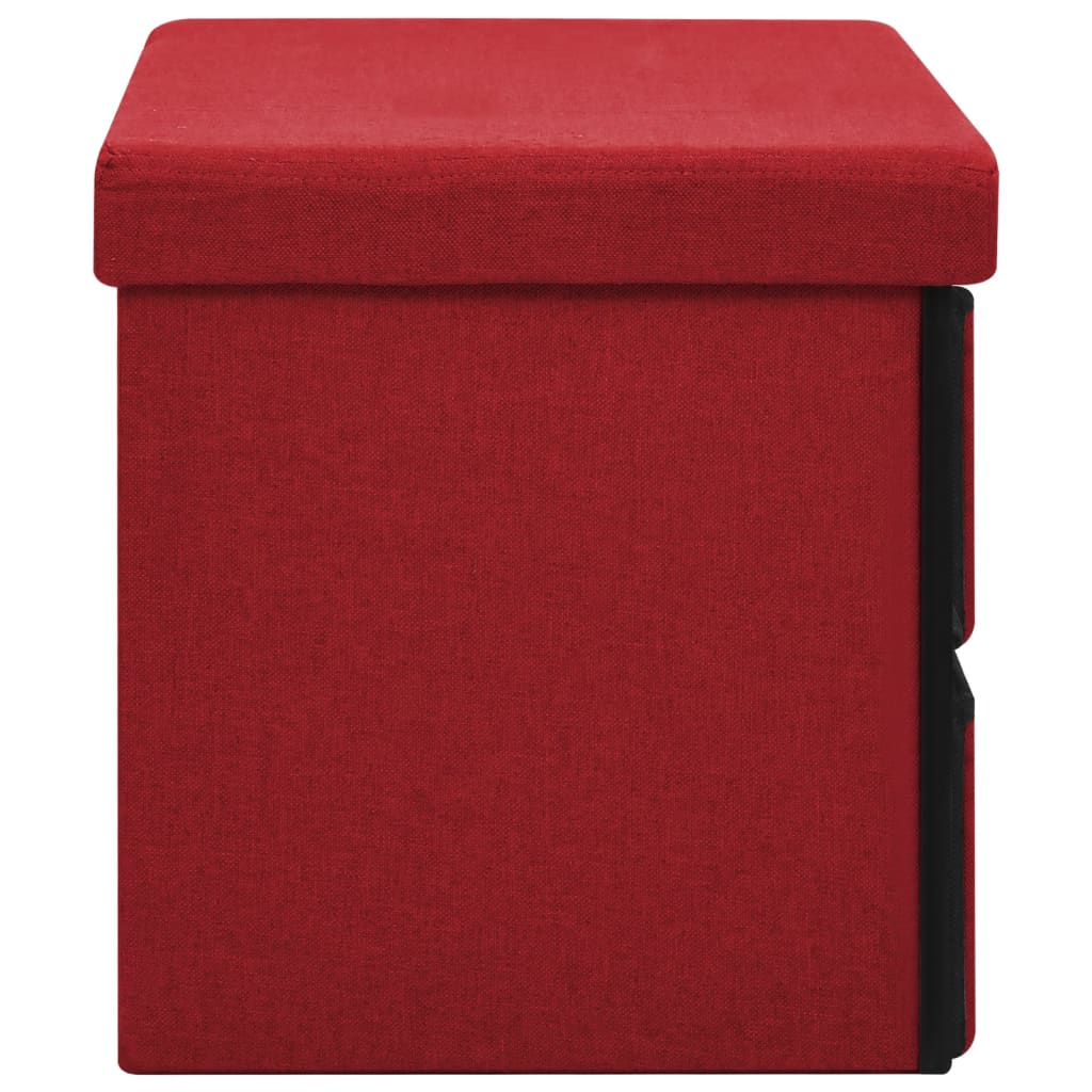 Cassapanca Pieghevole Rosso Vino 76x38x38 cm in Simil Lino cod mxl 39265