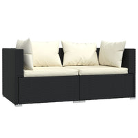 Divano a 2 Posti con Cuscini in Polyrattan Nero cod mxl 34894