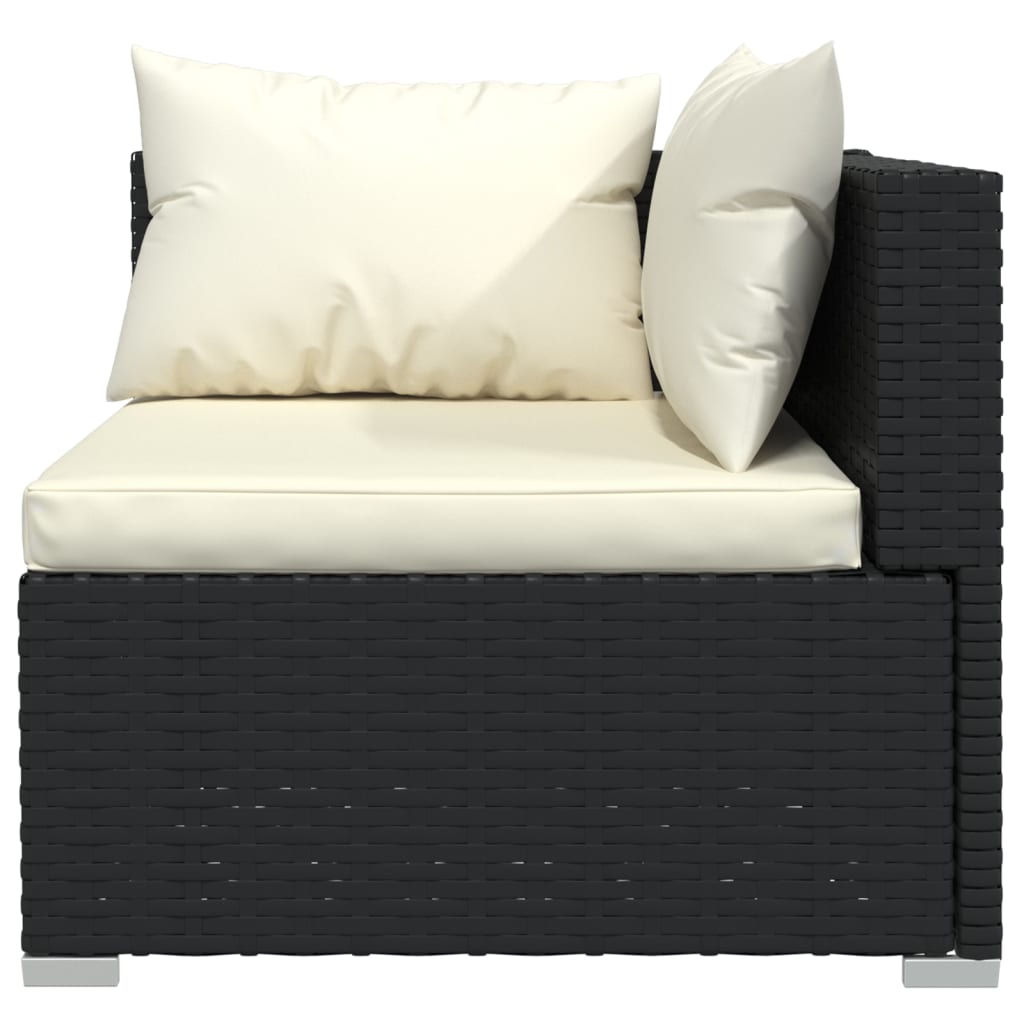 Divano a 2 Posti con Cuscini in Polyrattan Nero cod mxl 34894