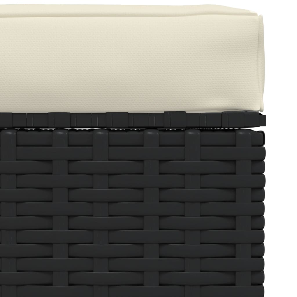 Poggiapiedi da Giardino con Cuscino Nero 70x70x30 cm Polyrattan 317492