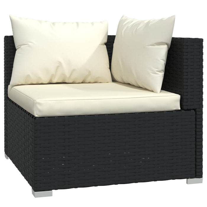 Set Divani da Giardino 3 pz con Cuscini in Polyrattan Nero cod mxl 55112