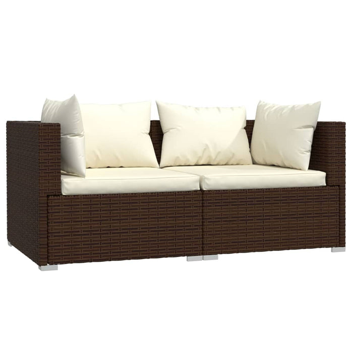 Set Divani da Giardino 3 pz con Cuscini in Polyrattan Marrone cod mxl 40853