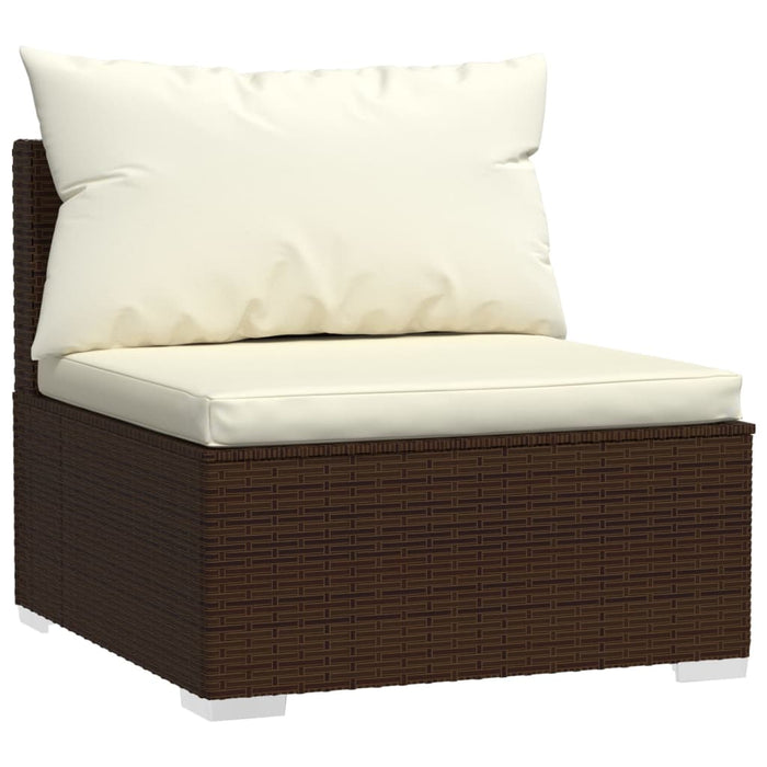 Divano a 3 Posti con Cuscini in Polyrattan Marrone cod mxl 40856