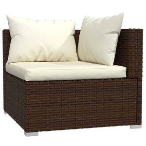 Divano a 3 Posti con Cuscini in Polyrattan Marrone cod mxl 40856