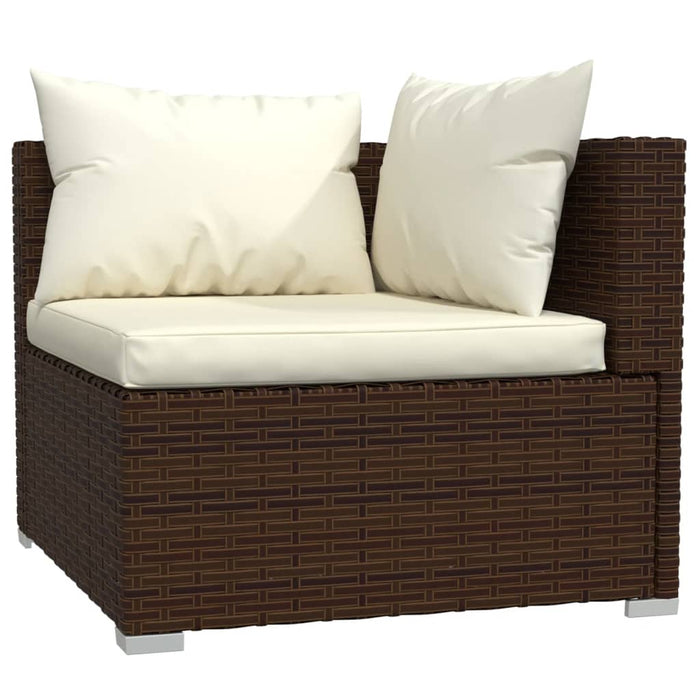 Divano a 3 Posti con Cuscini in Polyrattan Marrone cod mxl 40856