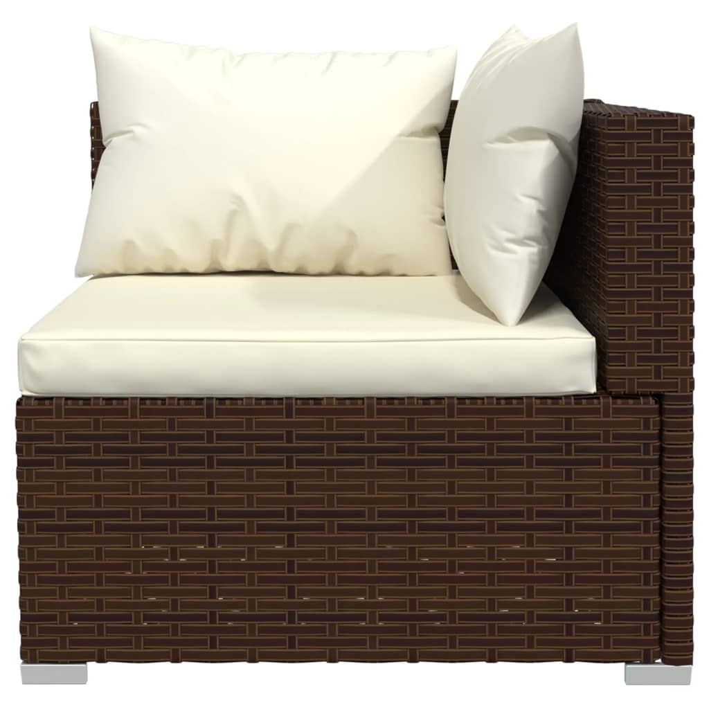 Divano a 3 Posti con Cuscini in Polyrattan Marrone cod mxl 40856