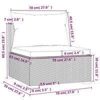 Divano Centrale da Giardino con Cuscini in Polyrattan Marrone 317504